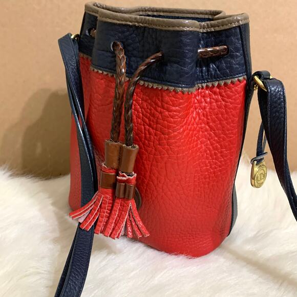 DOONEY and BOURKE Vintage Red & Blue All Weather Leather TETON Drawstring Bucket - Picture 8 of 16